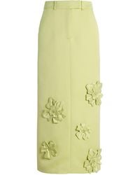 LEO LIN - Olivia Floral-Appliquéd Crepe Maxi Skirt - Lyst