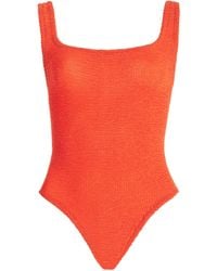 Hunza G - Square-neck Seersucker One-piece Swimsuit - Lyst