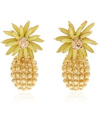 Oscar de la Renta - Flower & Cactus Crystal Drop Earrings - Lyst