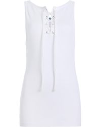 Prada - Lace-Up Cotton-Jersey Tank Top - Lyst