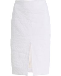 Brandon Maxwell - The Fenn Split-Front Linen-Blend Knee-Length Skirt - Lyst