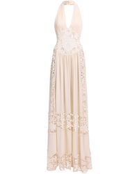 Elie Saab - Double Georgette Macrame Long Dress - Lyst