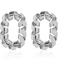 Rabanne - Xl Link Twisted Silver-tone Earrings - Lyst