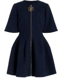 Oscar de la Renta - Zip-front Cotton-wool Tweed Mini Dress - Lyst