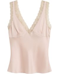 Posse - Blake Lace-Trimmed Silk Tank Top - Lyst