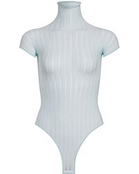 Alaïa - Stripe-knit Turtleneck Bodysuit - Lyst