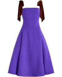 Oscar de la Renta - Bow-detailed Stretch-wool Midi Dress - Lyst