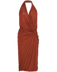 Bottega Veneta - Draped Jersey Midi Halter Dress - Lyst