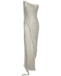 Marmar Halim - Pleated Asymmetric Silk-Chiffon Gown - Lyst