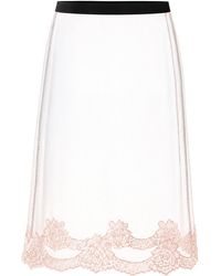 Valentino Garavani - Lace-Trimmed Mesh Midi Skirt - Lyst