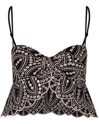 Johanna Ortiz - Lunch Date Embroidered Cotton-Blend Crop Top - Lyst