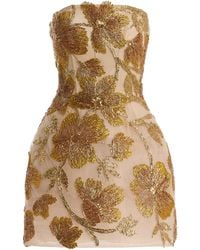 Monique Lhuillier - Floral-Embroidered Tulle Mini Dress - Lyst