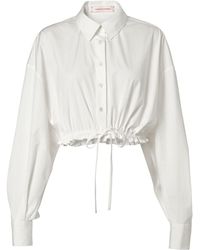 Carolina Herrera - Cropped Stretch-Cotton Drawstring Shirt - Lyst