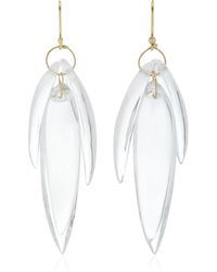 Ten Thousand Things - 18k Yellow Gold Crystal Leaf Earrings - Lyst