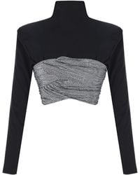 The New Arrivals Ilkyaz Ozel - Âgnes Crystal-Trimmed Cropped Top - Lyst