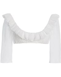 Mirror Palais - Ruffled Cropped Cotton Top - Lyst