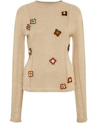 Siedres - Neta Crochet-detailed Knit Linen-blend Top - Lyst
