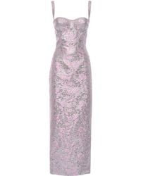 DES_PHEMMES - Floral Jacquard Bustier Midi Dress - Lyst
