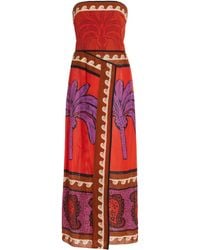Johanna Ortiz - + Net Sustain East Africa Heart Strapless Wrap-effect Printed Cotton-voile Midi Dress - Lyst