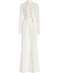 Elie Saab Lace & Crepe Jumpsuit - White