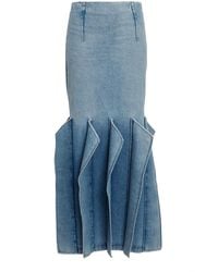A.W.A.K.E. MODE - Panelled Denim Maxi Skirt - Lyst