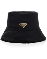 Prada - Reversible Nylon, Shearling Bucket Hat - Lyst