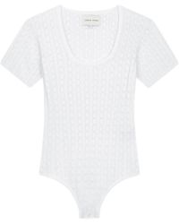 Loulou de Saison - Silas Ribbed Knit Lace Bodysuit - Lyst