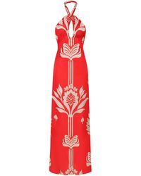 ANDRES OTALORA - Gracia Printed Satin Halter Maxi Dress - Lyst