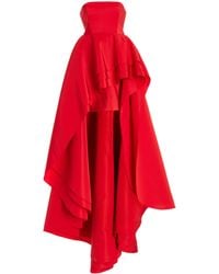 Carolina Herrera Ruffled Silk Strapless High-low Gown - Red