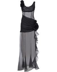 Alessandra Rich - Rosette-detailed Draped Silk Organza Maxi Dress - Lyst