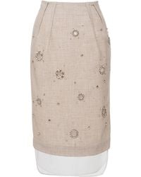 DES_PHEMMES - Embellished Pencil Skirt - Lyst