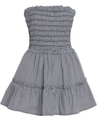 Sea - Neci Shirred Gingham Cotton Mini Dress - Lyst