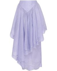 Zimmermann - Crush Lace-Trimmed Linen-Silk Midi Skirt - Lyst