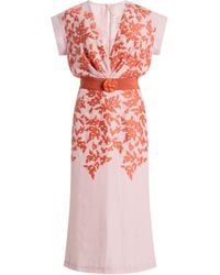 Silvia Tcherassi - Embroidered Cotton-Linen Midi Dress - Lyst