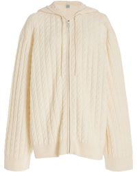 Totême - Cable-knit Wool-cashmere Hoodie - Lyst