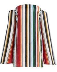 Cala De La Cruz - Exclusive Camille Off-The-Shoulder Striped Linen Mini Dress - Lyst