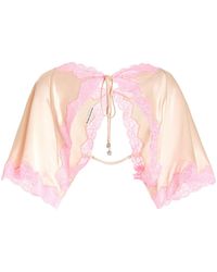 Alexander Wang Lace Slip Silk Shrug - Pink