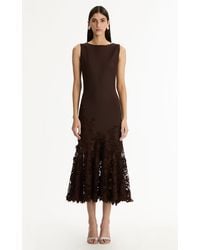 Oscar de la Renta - Porcelain Flowers Guipure Midi Dress - Lyst