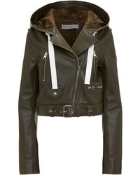 JW Anderson - Hooded Leather Moto Jacket - Lyst