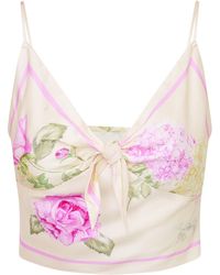 LoveShackFancy - Emeraine Silk-Blend Top - Lyst