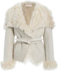 Tory Burch Shearling Wrap Jacket - White