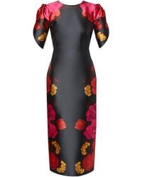 Erdem - Floral-printed Satin Midi Dress - Lyst