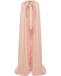 Monique Lhuillier Feather-embellished Crepe Cape - Pink
