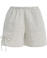 Deiji Studios - Eyelet Striped Linen Shorts - Lyst