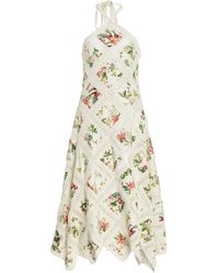 Oscar de la Renta - Floral & Fauna Embroidered Knit Midi Dress - Lyst