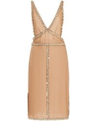 Miu Miu - Crystal-Embellished Silk Minidress - Lyst