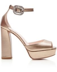 Roger Vivier - Strass Platform Metallic Leather Sandals - Lyst