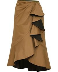 ANDRES OTALORA - Profunda Ruffled Cotton-Blend Midi Skirt - Lyst