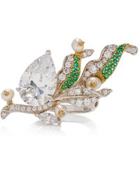 Anabela Chan - Lily Of The Valley 18k Gold Vermeil Emerald, Diamond, And Pearl Ring - Lyst