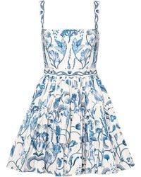 Agua Bendita - Lima Embroidered Floral Cotton Mini Dress - Lyst